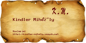 Kindler Mihály névjegykártya